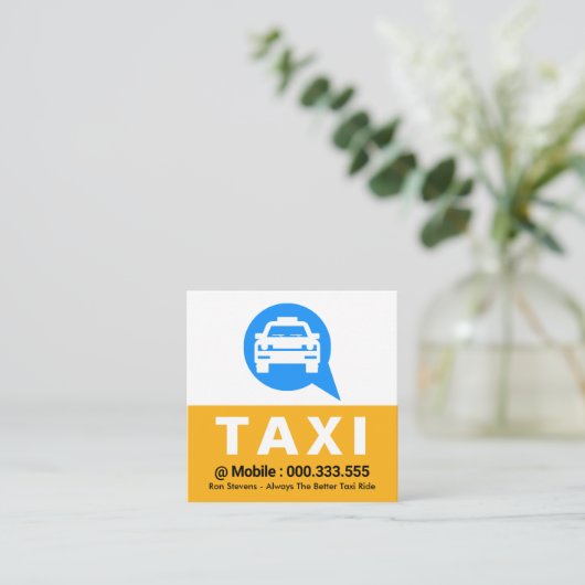 タクシータクシーのスピーチボックスドライバー スクエア名刺 (スタンド正面)