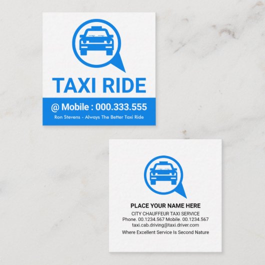 タクシータクシーのスピーチボックス運転 スクエア名刺 (正面/裏面)