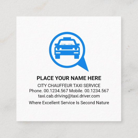 タクシータクシーのスピーチボックス運転 スクエア名刺 (裏面)