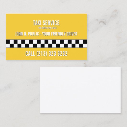 タクシータクシー運転手の白黒パターン 名刺 (正面/裏面)