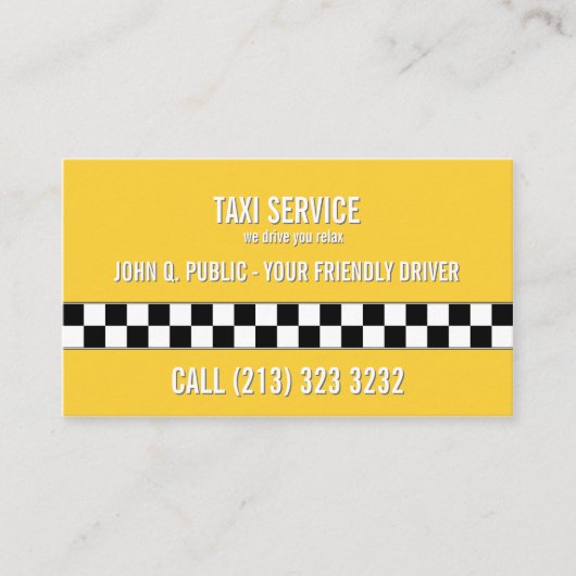 タクシータクシー運転手の白黒パターン 名刺 (正面)