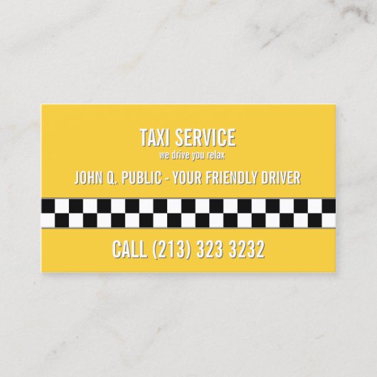 タクシータクシー運転手の白黒パターン 名刺 (正面)