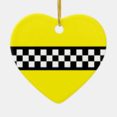タクシーチェックストライプパターン セラミックオーナメント (正面)