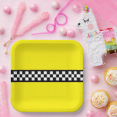 タクシーチェックストライプパターン ペーパープレート (パーティー)