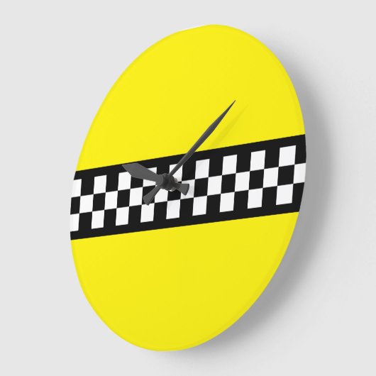 タクシーチェックストライプパターン ラージ壁時計 (傾斜)