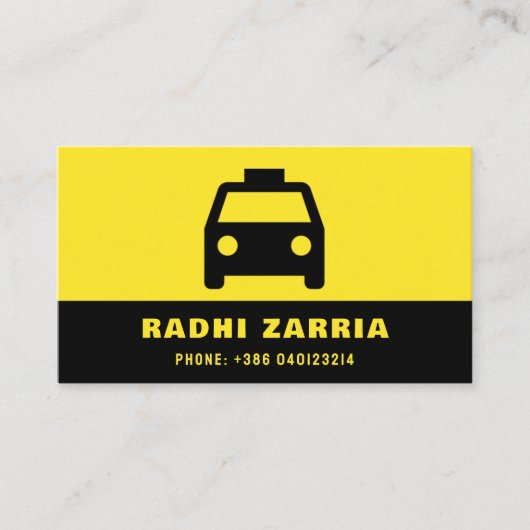 タクシードライバーブラック&イエロープロセッショナルロゴ 名刺 (正面)