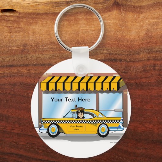 タクシーパーソナライズされたタクシー運転手 キーホルダー (正面)