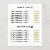 タクシー会社のロゴ、タクシーのタクシー会社(価格表付き) チラシ (裏面)