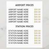 タクシー会社のロゴ、タクシーのタクシー会社（価格表付き） チラシ (裏面)