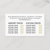 タクシー会社のロゴ、価格表 名刺 (裏面)