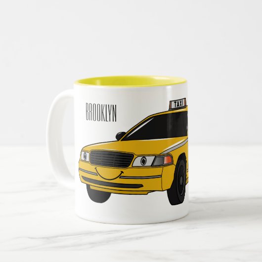 タクシー漫画イラストレーション ツートーンマグカップ (正面左)