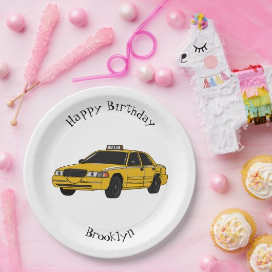 タクシー漫画イラストレーション ペーパープレート (パーティー)