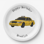 タクシー漫画イラストレーション ペーパープレート (正面)