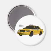 タクシー漫画イラストレーション マグネット (正面/裏面)