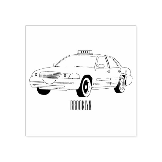 タクシー漫画イラストレーション ラバースタンプ (インプリント)