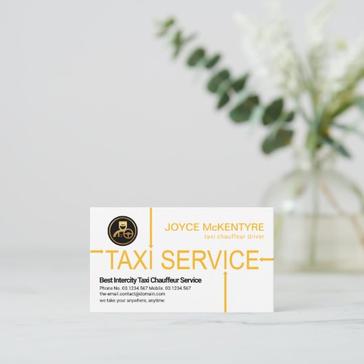 タクシー矢印経路指定運転者 名刺 (スタンド正面)