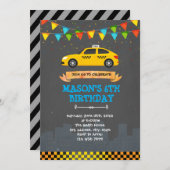 タクシー誕生日パーティーの招待状 招待状 (正面/裏面)
