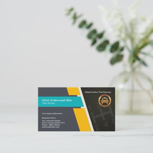 タクシー運転手のギアシフトシンプルクリエイティブタクシー 名刺 (スタンド正面)