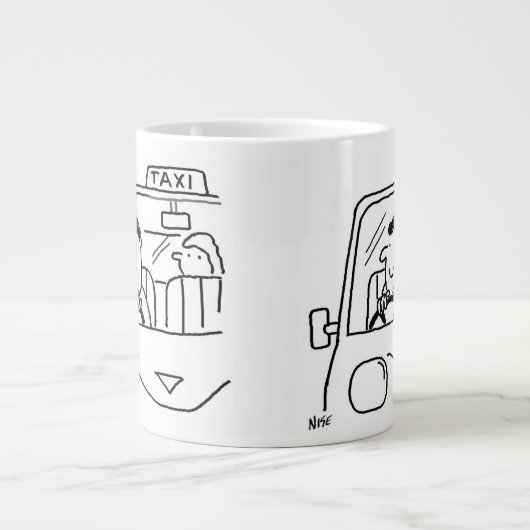 タクシー運転手の漫画 ジャンボコーヒーマグカップ (正面)