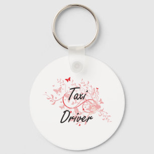 タクシー運転手の蝶との芸術的な仕事デザイン キーホルダー