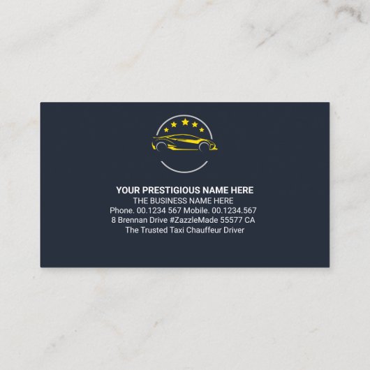 タクシー運転手の輸送 名刺 (裏面)