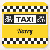 タクシー運転手イエローキャブ非勤務退職金 スクエアペーパーコースター (正面)