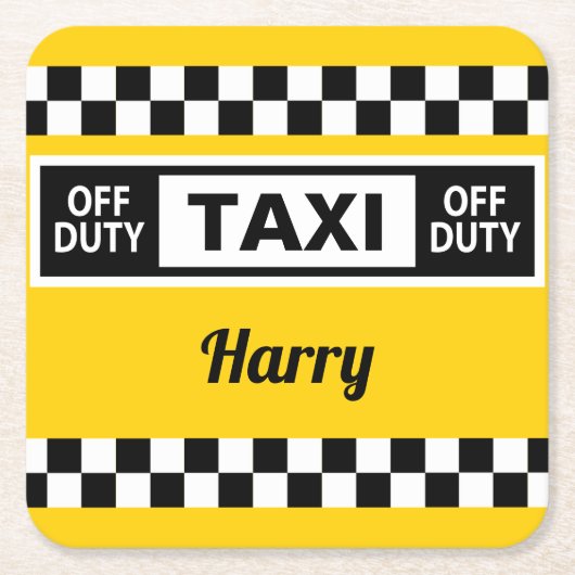タクシー運転手イエローキャブ非勤務退職金 スクエアペーパーコースター (正面)
