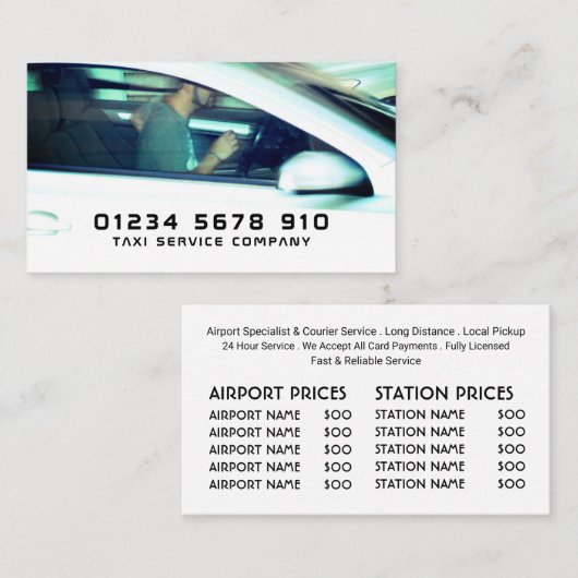 タクシー運転手サービス料金表 名刺 (正面/裏面)