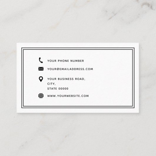 タクシー運転手ショフール空港サービス白黒 名刺 (裏面)