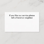 タクシー運転手シンプル名刺 名刺 (裏面)