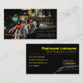 タクシー運転手タクシー運転手の市の通りライト夜 名刺 (正面/裏面)