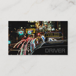 タクシー運転手タクシー運転手の市の通りライト夜 名刺