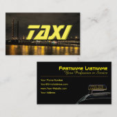 タクシー運転手タクシー運転手の市の通りライト夜 名刺 (正面/裏面)