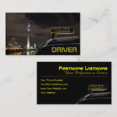 タクシー運転手タクシー運転手の市の通りライト夜 名刺 (正面/裏面)