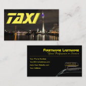 タクシー運転手タクシー運転手の市の通りライト夜 名刺 (正面/裏面)