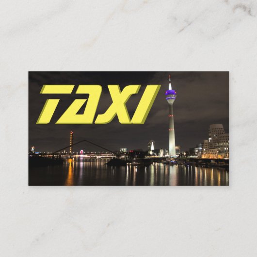 タクシー運転手タクシー運転手の市の通りライト夜 名刺 (正面)