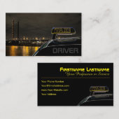 タクシー運転手タクシー運転手の市の通りライト夜 名刺 (正面/裏面)