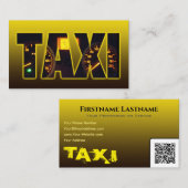 タクシー運転手タクシー運転手イエロータクシー黒文字 名刺 (正面/裏面)