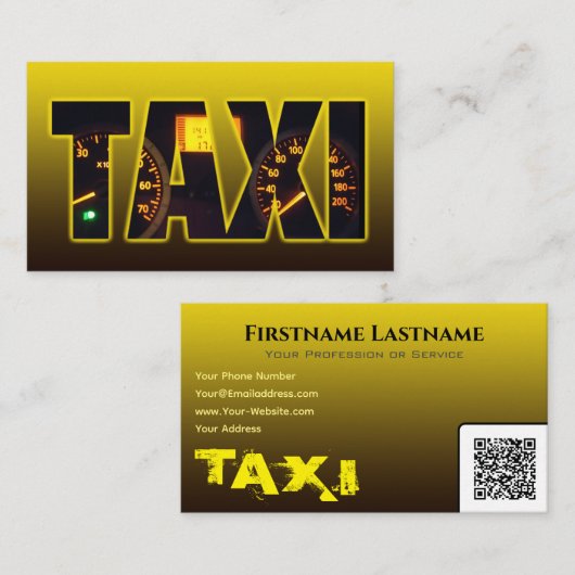 タクシー運転手タクシー運転手イエロータクシー黒文字 名刺 (正面/裏面)