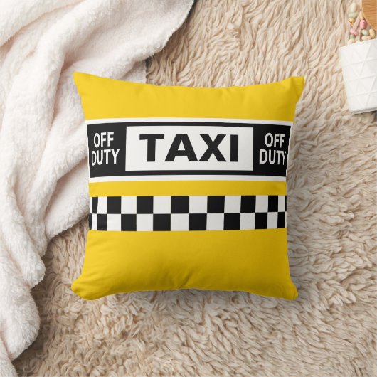 タクシー運転手ニューヨークオフデューティイエロー白黒 クッション (ブランケット)