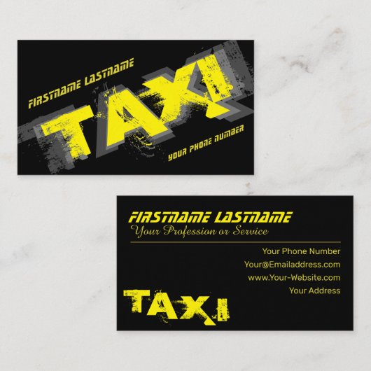 タクシー運転手プロフェッショナル用イエロータクシー 名刺 (正面/裏面)