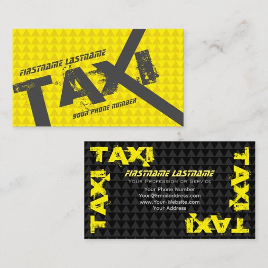 タクシー運転手プロフェッショナル用イエロータクシー 名刺 (正面/裏面)
