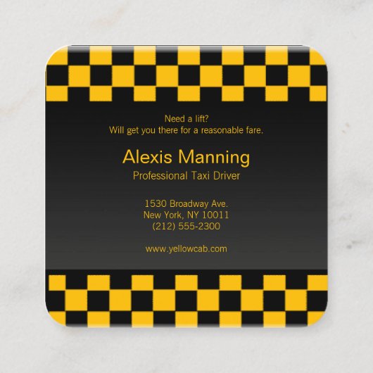タクシー運転手名刺 スクエア名刺 (裏面)