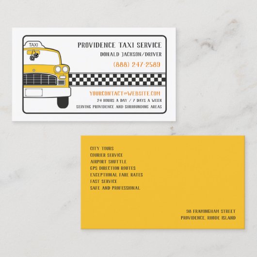 タクシー黄色いタクシーの名刺 名刺 (正面/裏面)