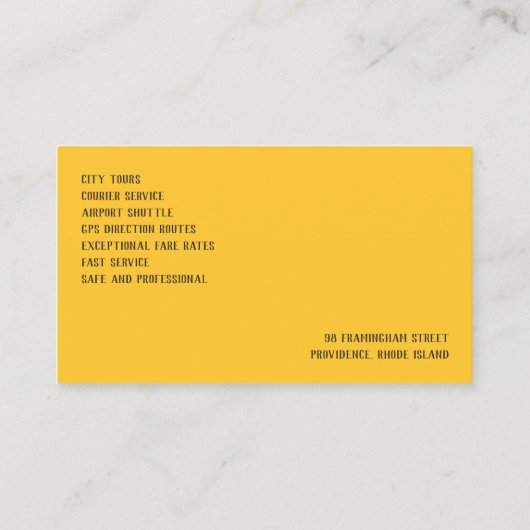 タクシー黄色いタクシーの名刺 名刺 (裏面)