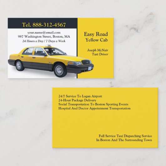 タクシー黄色いタクシーの名刺 名刺 (正面/裏面)