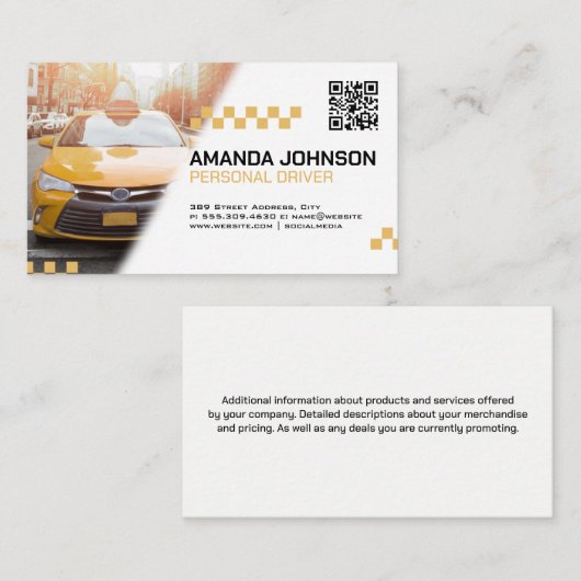 タクシー |イエローキャブ | QRコード名刺 名刺 (正面/裏面)