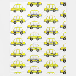 タクシー！ニューヨークシティ市松模様にNYCエロキャブ フリースブランケット