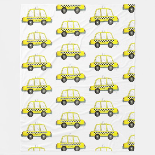 タクシー！ニューヨークシティ市松模様にNYCエロキャブ フリースブランケット (正面)