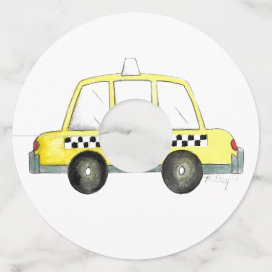 タクシー！ニューヨークシティ市松模様にNYCエロキャブ ワイングラスタグ (正面)
